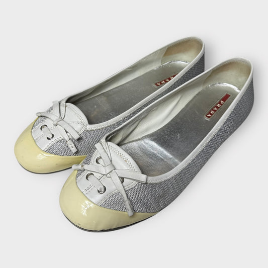 PRADA - Silver Mesh Ballet Shoes