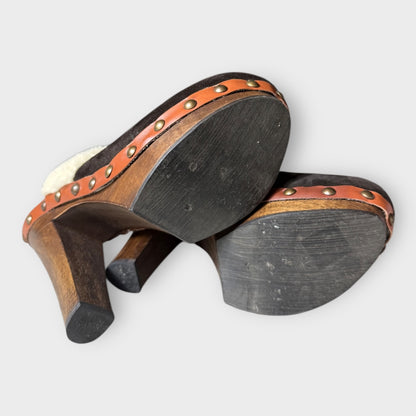 MIU MIU - Suede Shearling Clogs