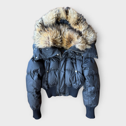 Dsquared² -Early 2000s Raccoon Fur Bomber Down Jacket