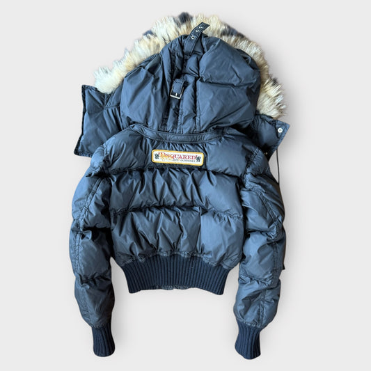 Dsquared² -Early 2000s Raccoon Fur Bomber Down Jacket