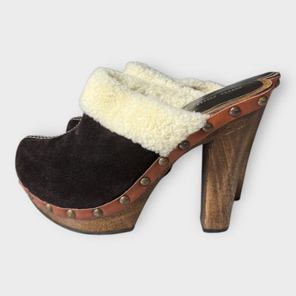MIU MIU - Suede Shearling Clogs