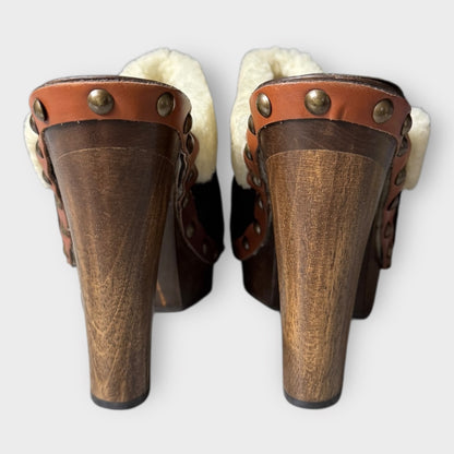 MIU MIU - Suede Shearling Clogs