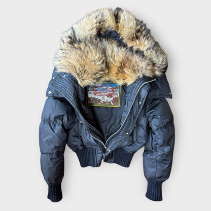 Dsquared² -Early 2000s Raccoon Fur Bomber Down Jacket