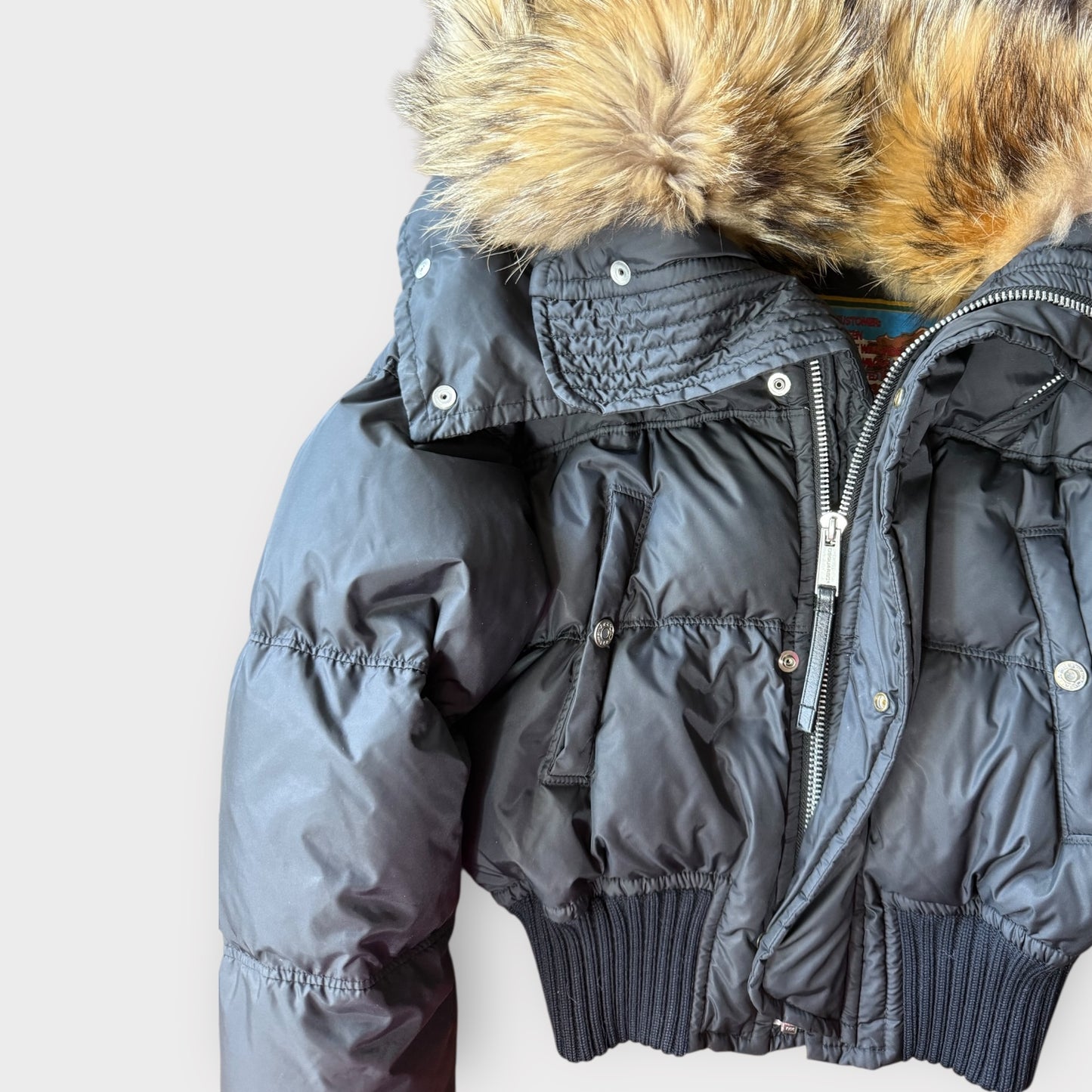 Dsquared² -Early 2000s Raccoon Fur Bomber Down Jacket
