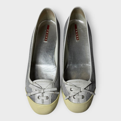 PRADA - Silver Mesh Ballet Shoes