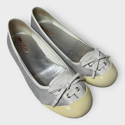 PRADA - Silver Mesh Ballet Shoes