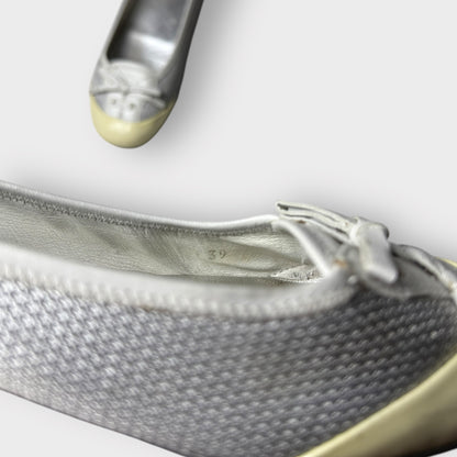 PRADA - Silver Mesh Ballet Shoes